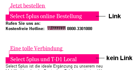 zwei Links, von welchen eines keines ist